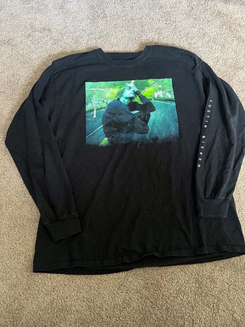 Justin Bieber Justice World Tour Black Long Sleeve T-Shirt